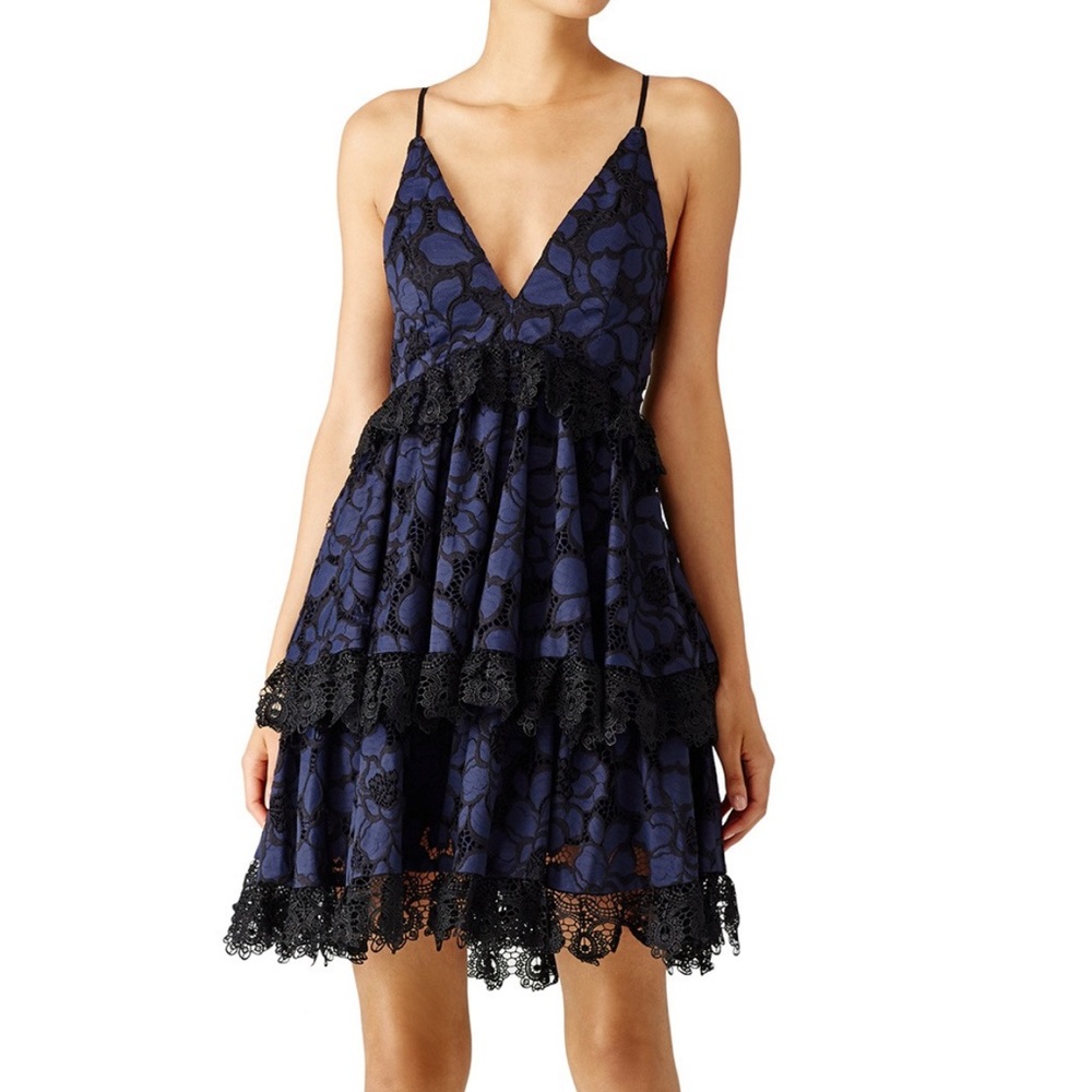 Kendall + Kylie Navy Babydoll Lace Dress